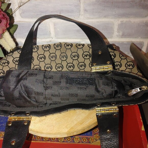 MICHAEL KORS Logo Shopper Tote Bag MK Canvas - Picture 2 of 5